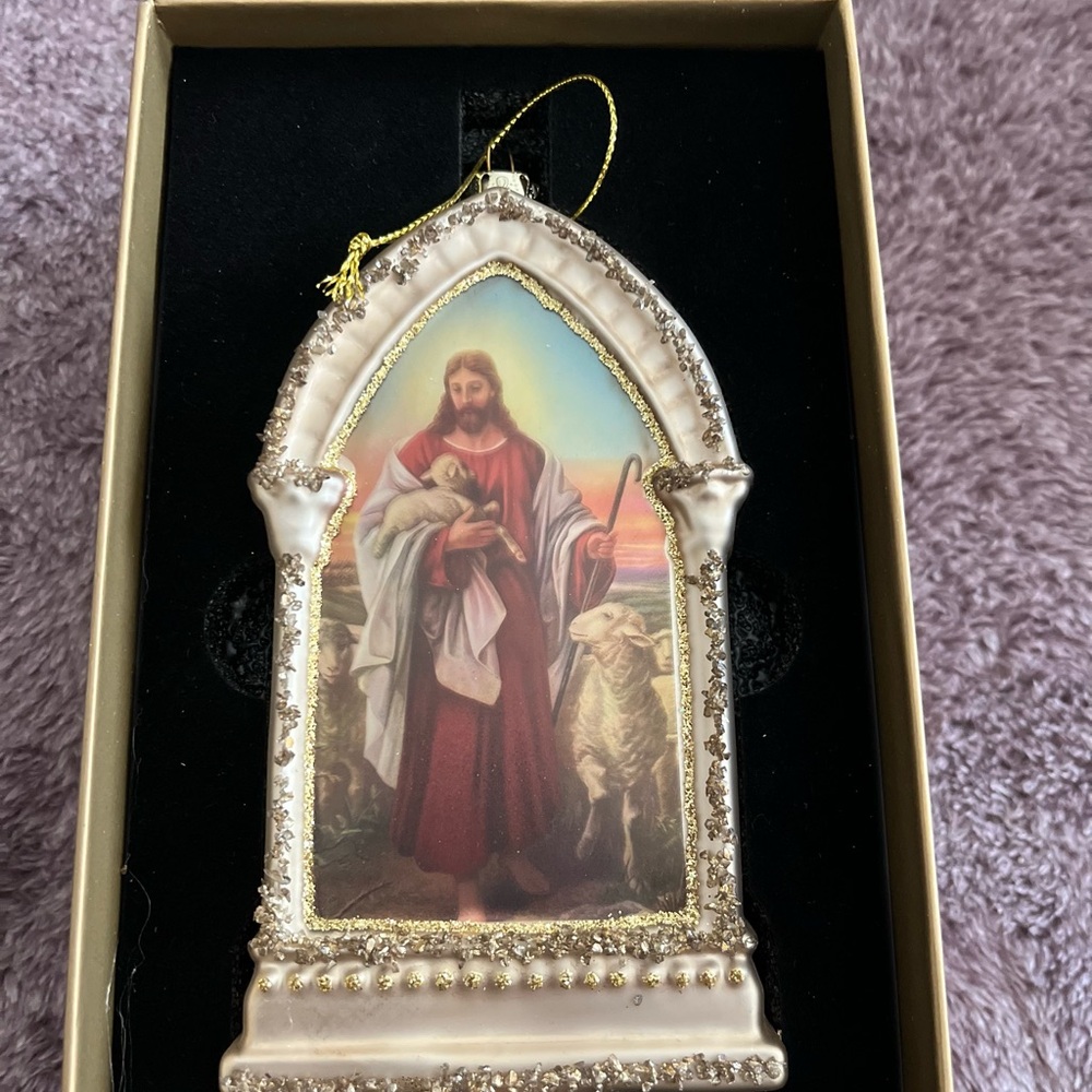 Religious Ornament with Jesus and Lamb
